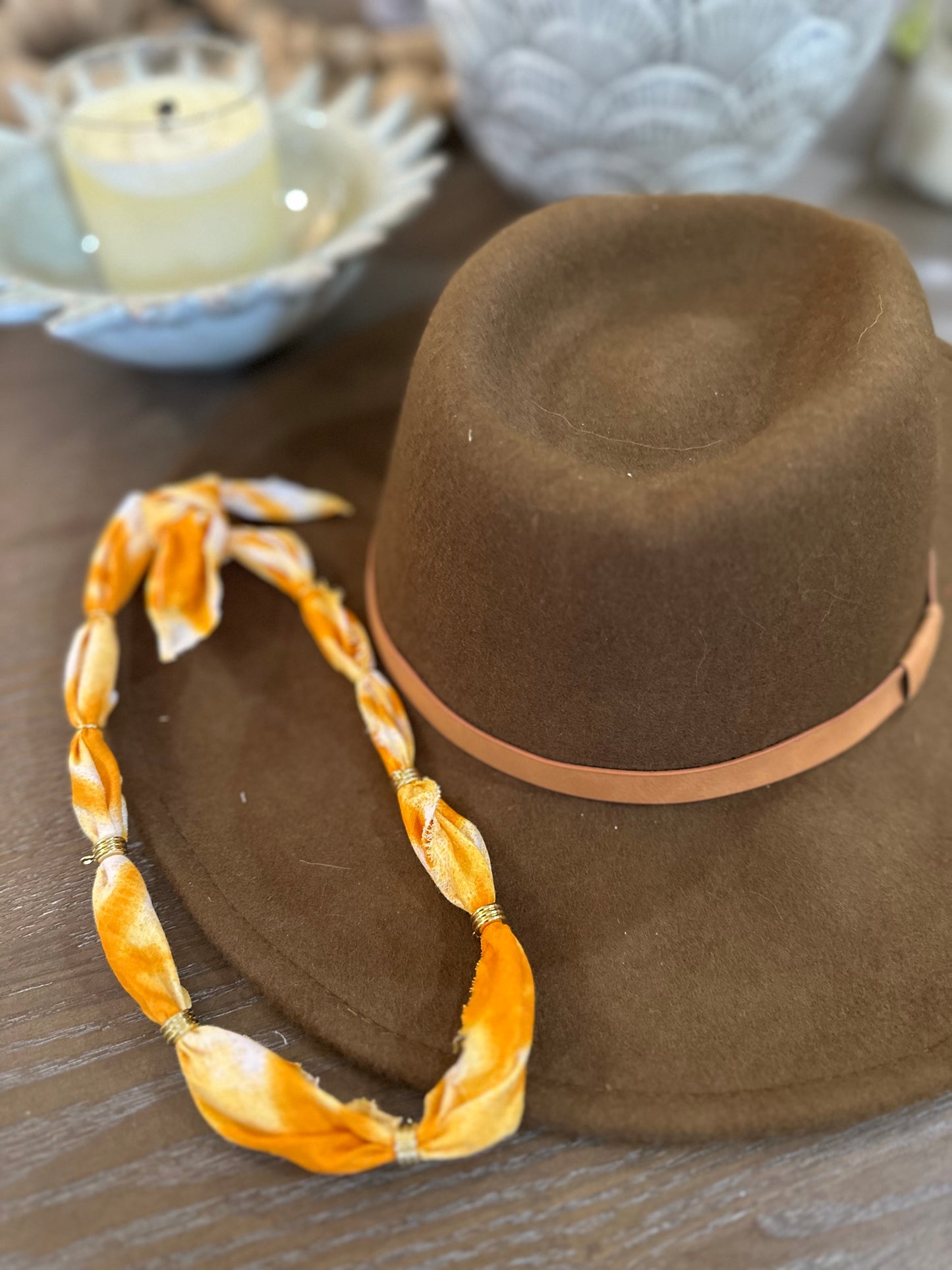 Orange/Cream Bandana Style Necklace