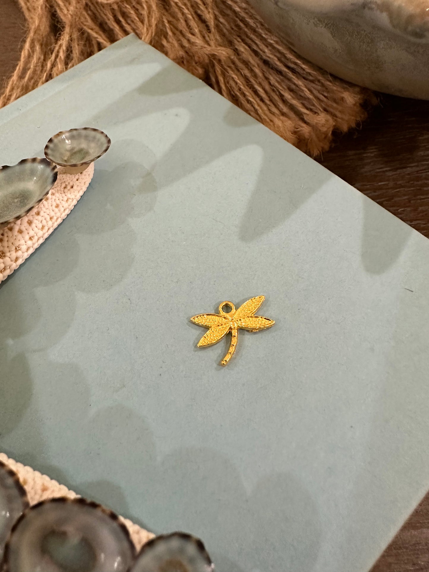 Gold Plated Small Dragonfly Charm