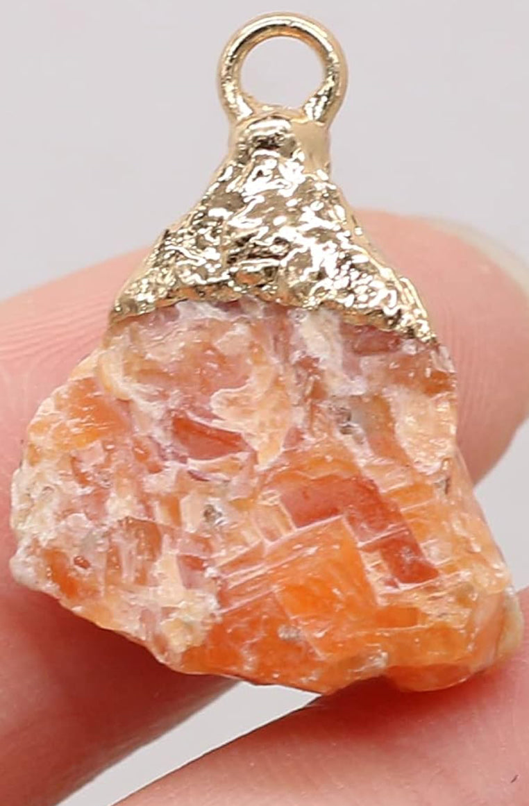 Mini Orange Natural Crystal Stone Charm