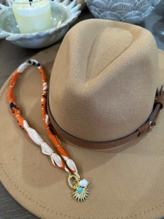 Orange/Black/White Gold Clasp Charm Necklace