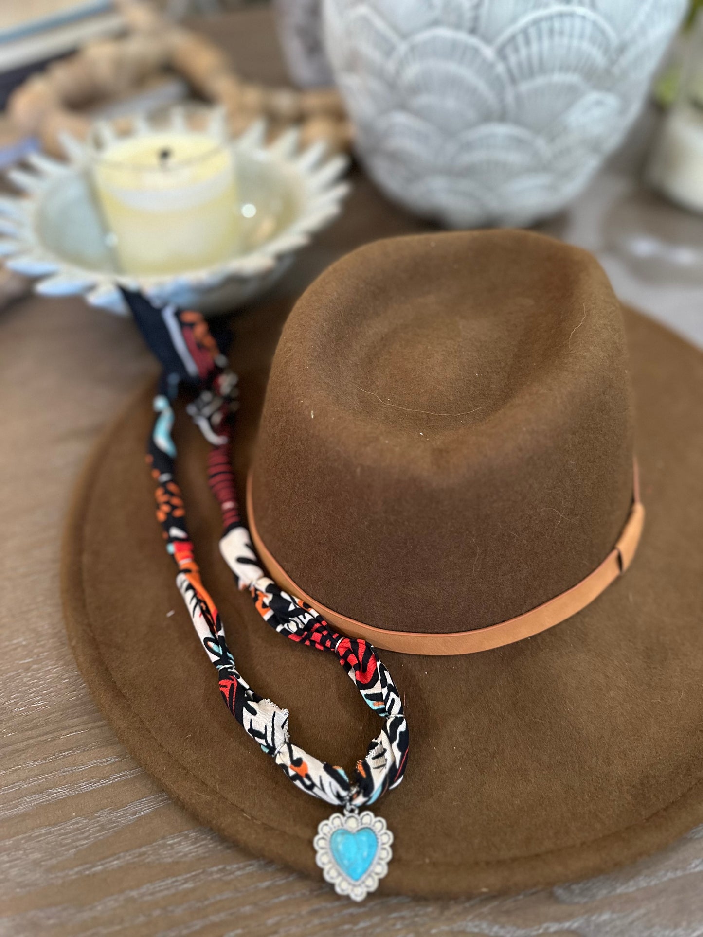 Black/Orange/Red/Turquoise Bandana Style Necklace