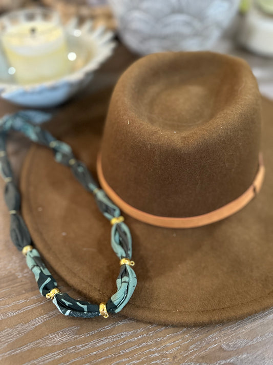 Dark Green Bandana Style Necklace