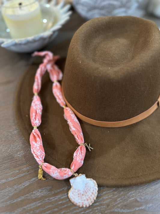 Coral Bandana Style Necklace