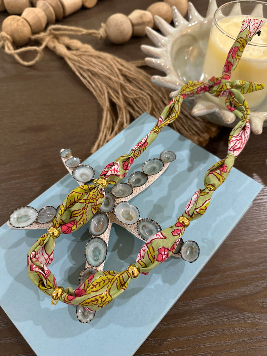 Green & Pink Floral Bandana Style Necklace