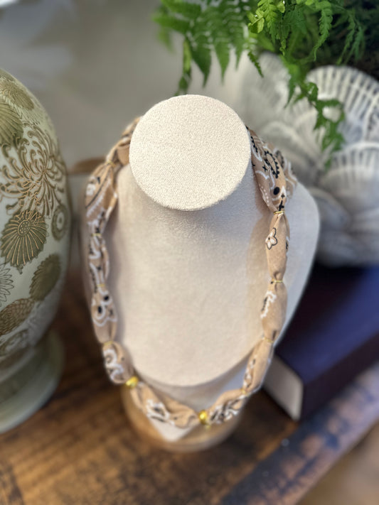Tan Bandana Style Necklace