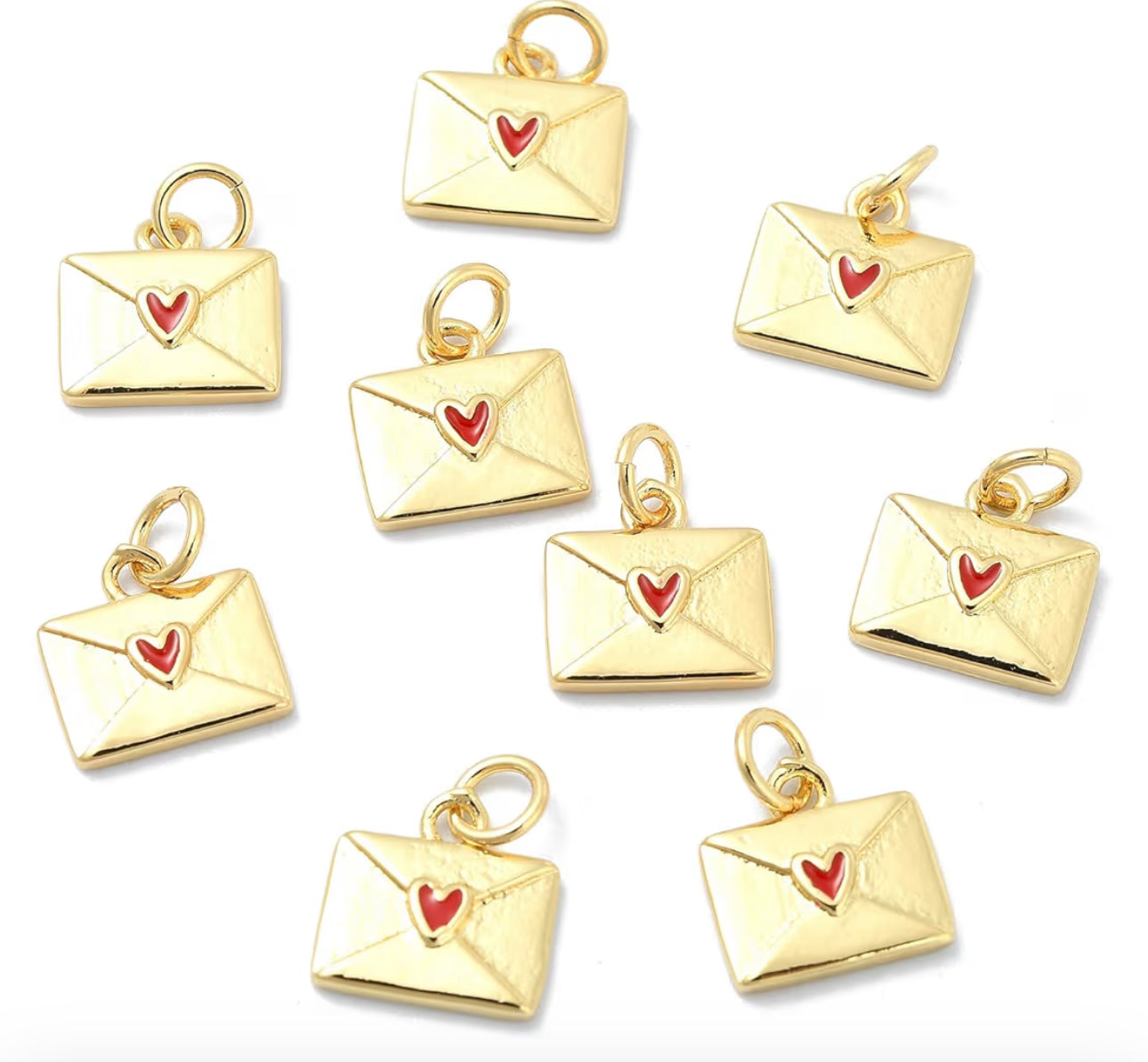 Gold Heart Envelope Charm