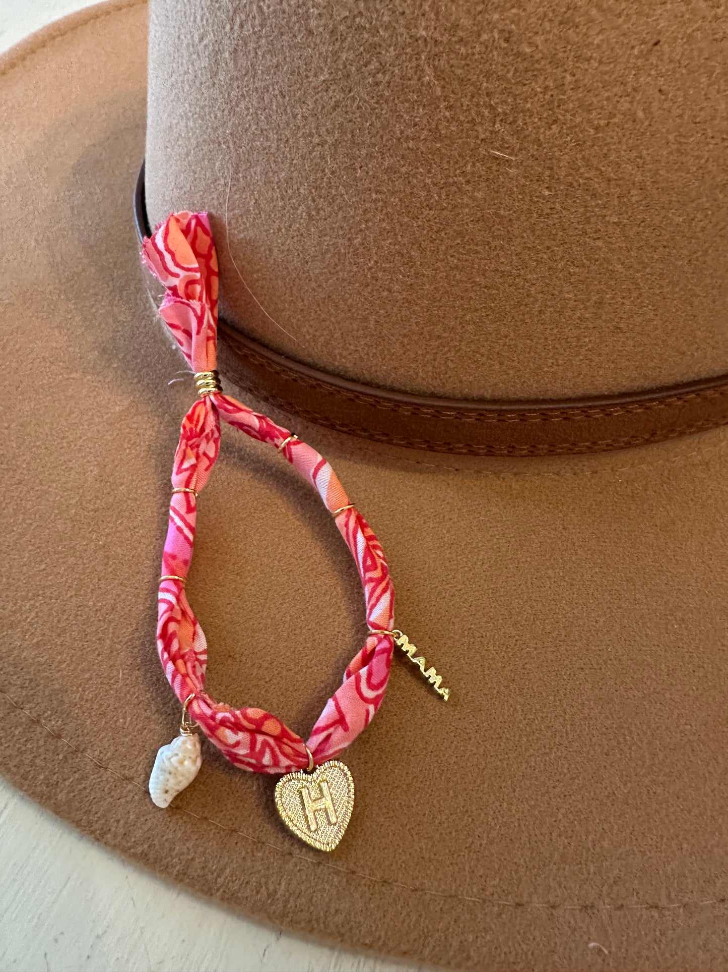 Pink/Orange Bandana Charm Bracelet