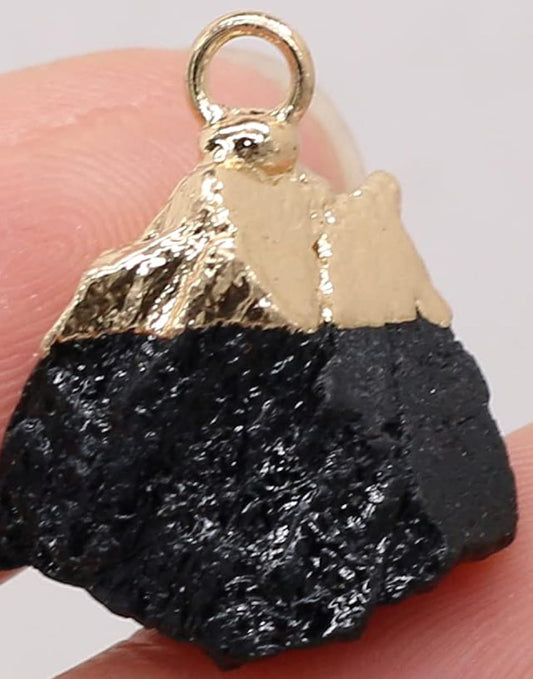 Mini Black Natural Crystal Stone Charm