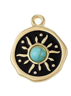 Gold Turquoise Sun Charm