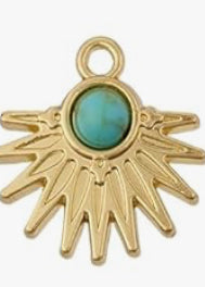 Gold Turquoise Half Sun Charm
