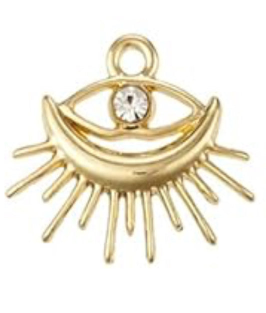 Gold Half Sun Evil Eye Charm