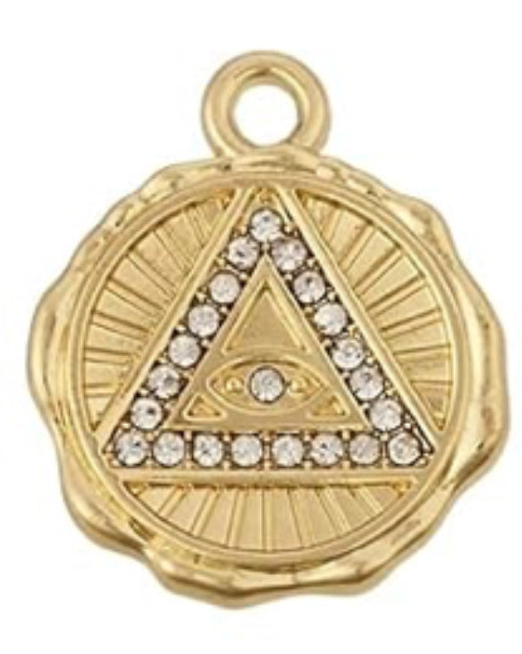 Gold Evil Eye Pyramid Charm