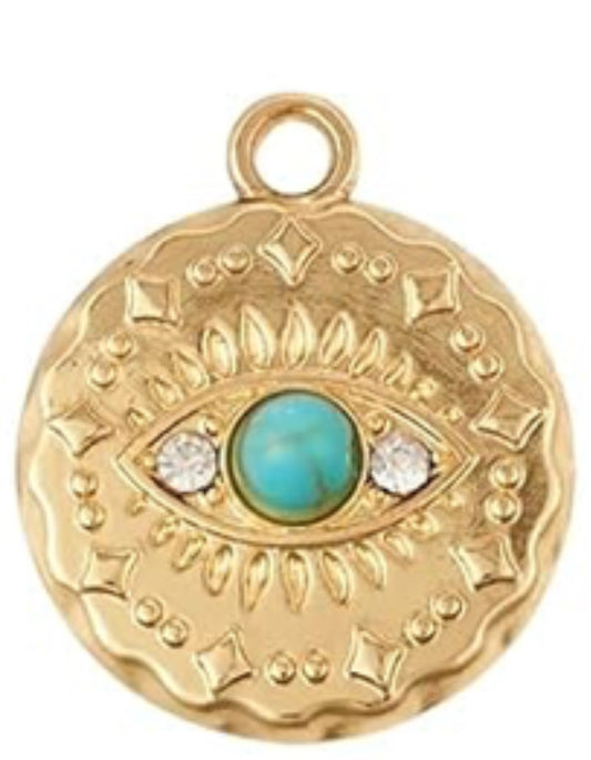 Gold Evil Eye Turquoise Charm