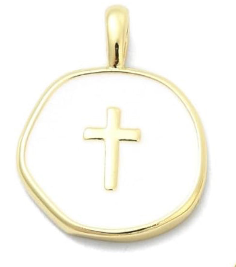 Gold Plated Shell Cross Charm