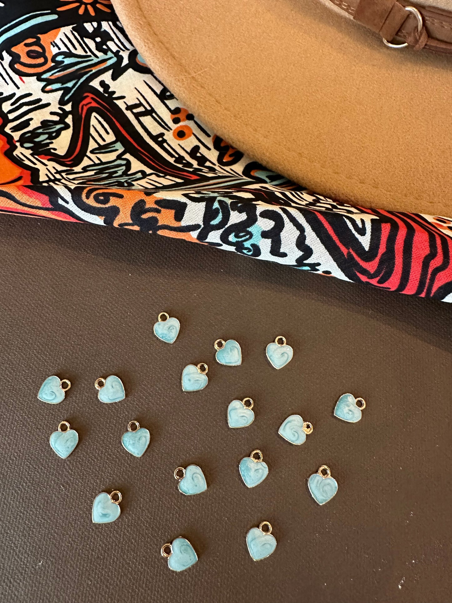 Mini Gold Plated Turquoise/Light Blue Heart Charm